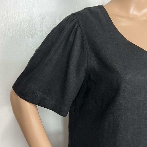 Nicole Miller Original Linen Blend Black Short Sleeve Dress Size M - Picture 2 of 8